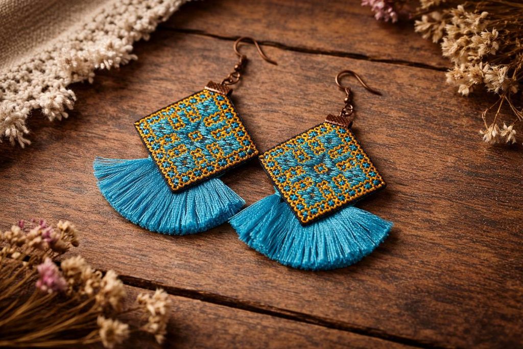 گوشواره دستدوز چیست و چگونه با هنرهای سنتی ساخته می شود