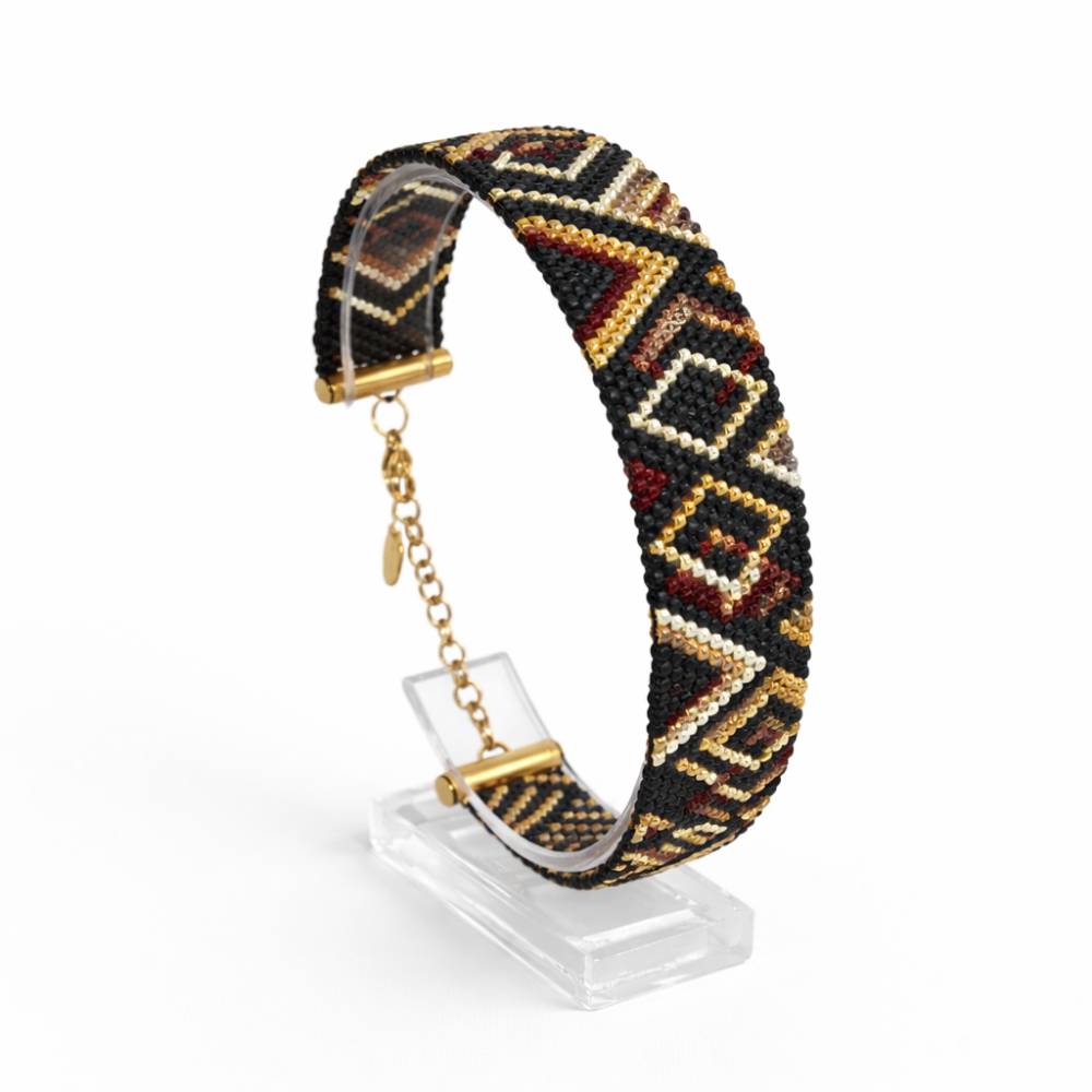 دستبند منجوقی زنانه مدل شب زرین برند تک آرینا با قفل و زنجیر استیل رنگ ثابت