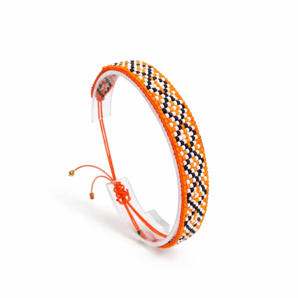 دستبند منجوقی زنانه شیک نارنجی با قفل کشویی قابل تنظیم برند تک آرینا